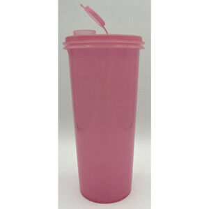 Vintage Tupperware Tall Cannister 232-3 & Lid 603-4 Pink SKU U149